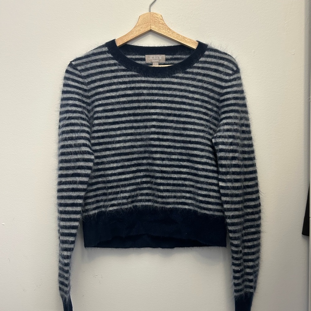J. Crew Navy and White Striped cashmere Women's Sweater